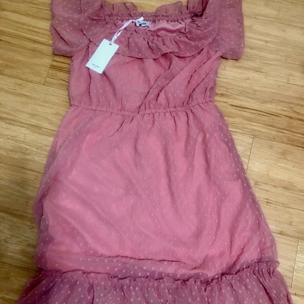 NWT GRACE KARIN Off Shoulder Dress-Swiss Dot(L)
